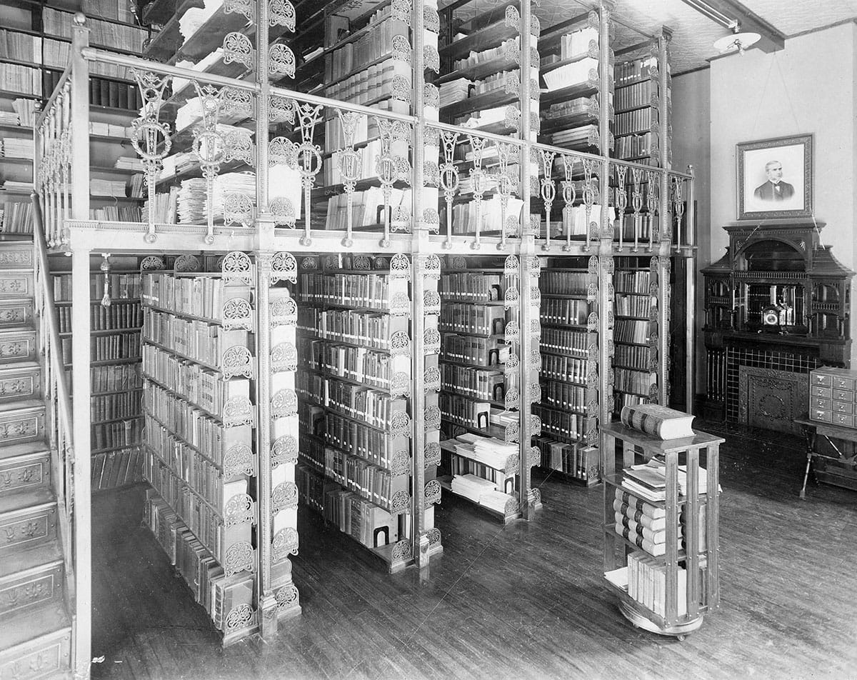 Library stacks at the Syracuse University College of Medicine McBride Street Campus (1905)