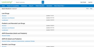Lexicomp - Example of New Search Results