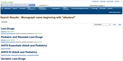 Lexicomp - Example of Old Search Results
